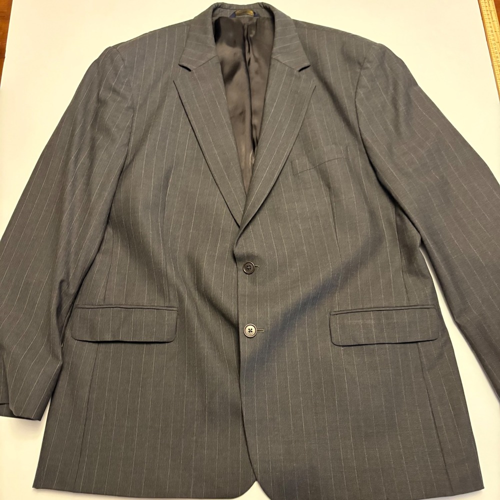 Brooks Brothers 346 Blazer Mens 46R Grey Pinstripe Stretch Two Button Jacket
